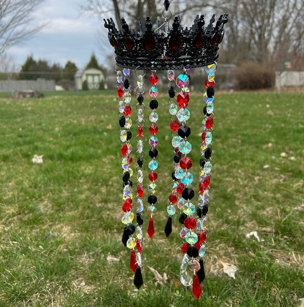 Crimson Night Crown Suncatcher | Fantasy Window Prism | Handmade Hanging Crystal Decor | Fairycore Sun Catcher